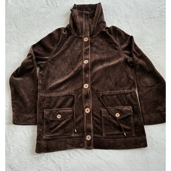 JONES NEW YORK Womens 2 Piece Velour Jogging Track Suit Pants Jacket Large Brown - Picture 4 of 12